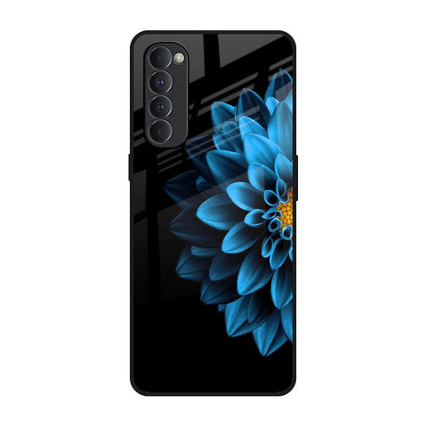 Half Blue Flower Glossy Case for Oppo Reno4 Pro