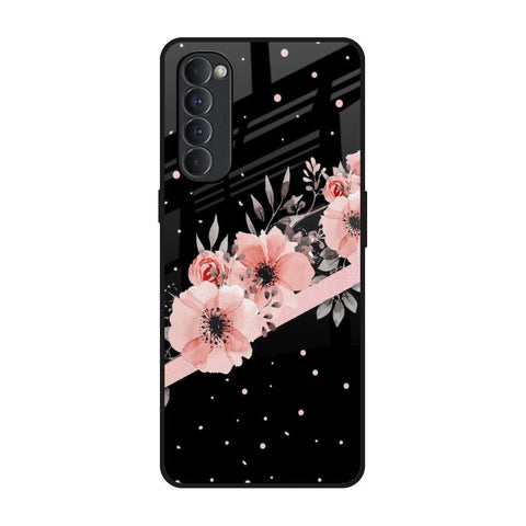 Floral Black Band Glossy Case For Oppo Reno4 Pro