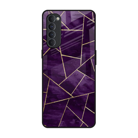 Geometric Purple Glossy Case For Oppo Reno4 Pro