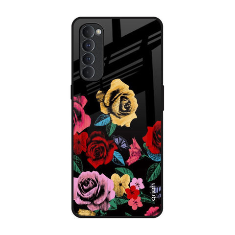 Floral Decorative Glossy Case For Oppo Reno4 Pro