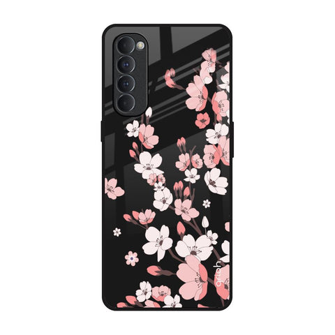 Black Cherry Blossom Glossy Case for Oppo Reno4 Pro