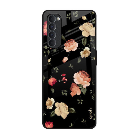 Black Spring Floral Glossy Case for Oppo Reno4 Pro