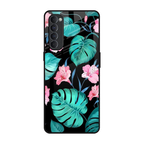 Tropical Leaves & Pink Flowers Glossy Case for Oppo Reno4 Pro