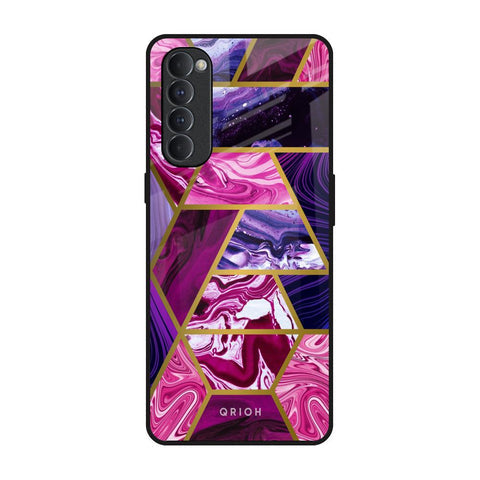 Electroplated Geometric Marble Glossy Case for Oppo Reno4 Pro