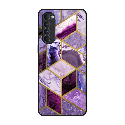 Purple Rhombus Marble Glossy Case for Oppo Reno4 Pro