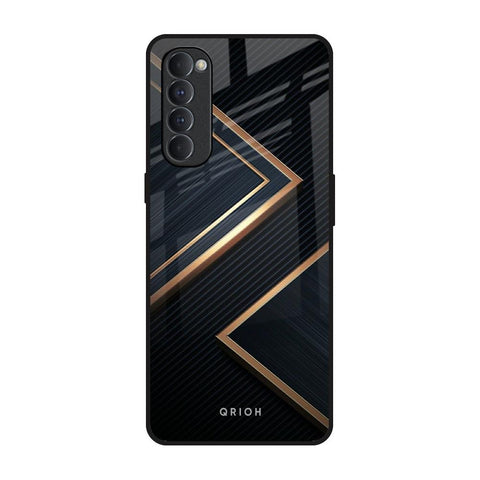 Sleek Golden & Navy Glossy Case for Oppo Reno4 Pro