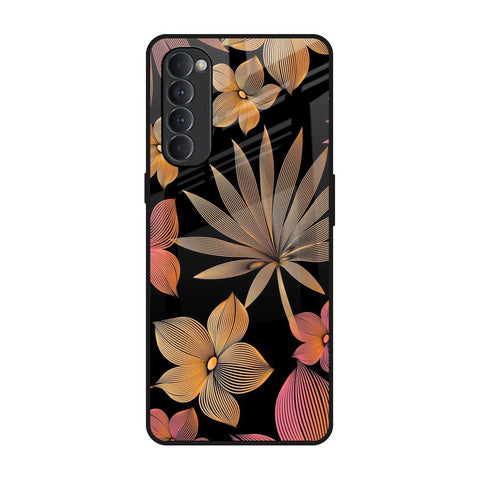 Lines Pattern Flowers Glossy Case for Oppo Reno4 Pro