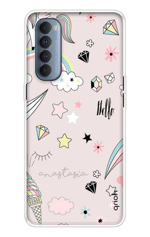 Unicorn Doodle Soft Cover For Oppo Reno4 Pro