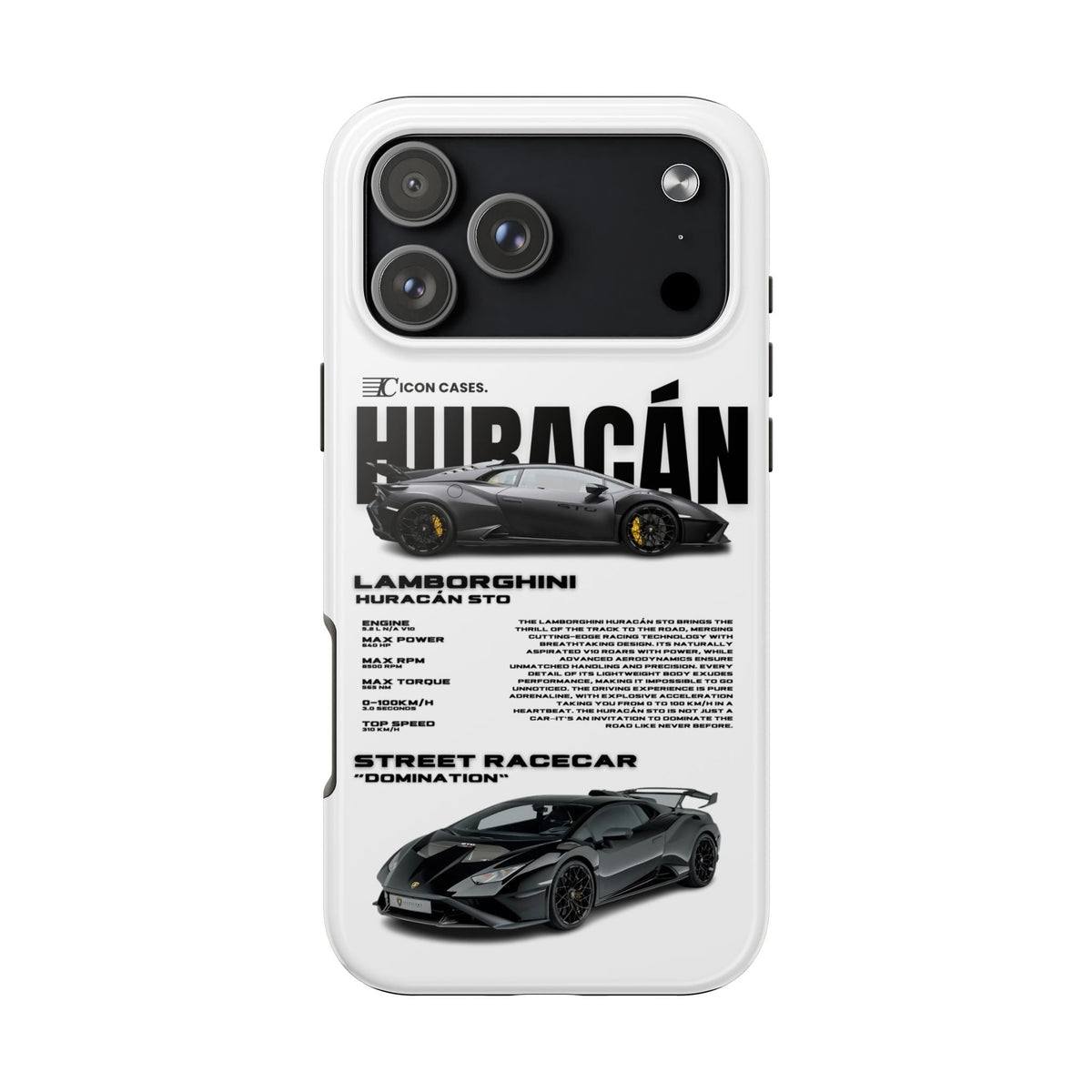 Lamborghini Huracan STO White Premium Tough Shining Phone Case (Double Layer) Available For All iPhone Models