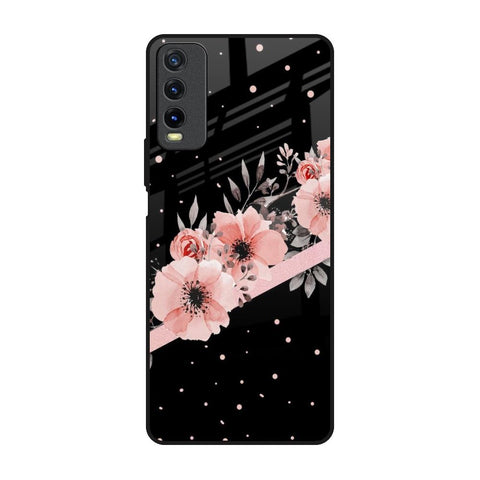 Floral Black Band Glossy Case For Vivo Y20