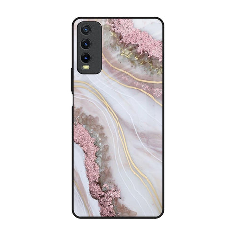 Pink & Gold Gllitter Marble Glossy Case for Vivo Y20