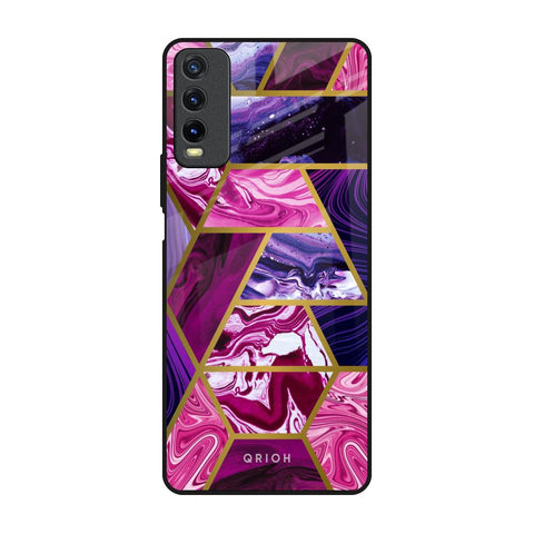 Electroplated Geometric Marble Glossy Case for Vivo Y20