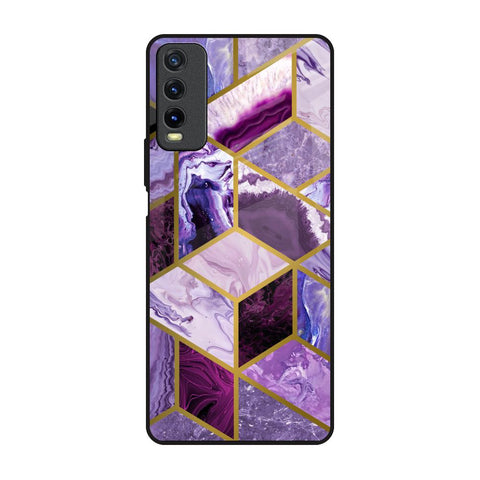 Purple Rhombus Marble Glossy Case for Vivo Y20
