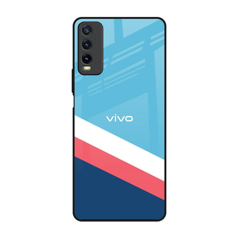 Pink & White Stripes Glossy Case For Vivo Y20