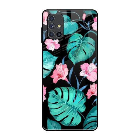 Tropical Leaves & Pink Flowers Glossy Case for Samsung Galaxy M51