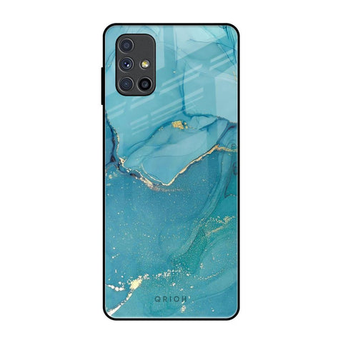 Blue Golden Glitter Glossy Case for Samsung Galaxy M51