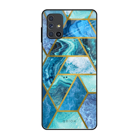 Turquoise Geometrical Marble Glossy Case for Samsung Galaxy M51