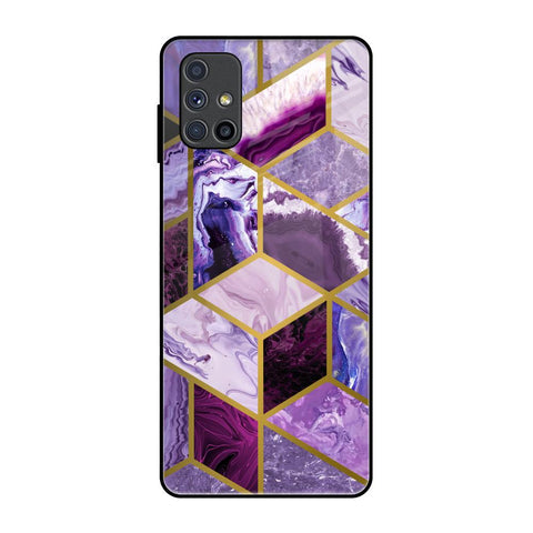 Purple Rhombus Marble Glossy Case for Samsung Galaxy M51