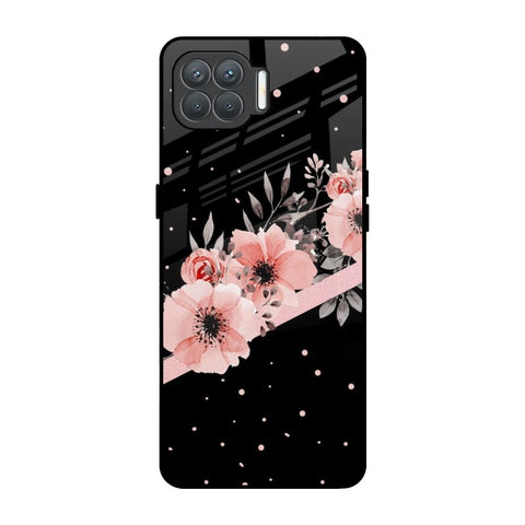 Floral Black Band Glossy Case For Oppo F17 Pro