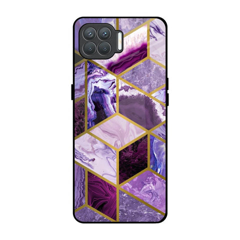 Purple Rhombus Marble Glossy Case for Oppo F17 Pro