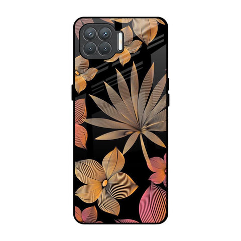 Lines Pattern Flowers Glossy Case for Oppo F17 Pro