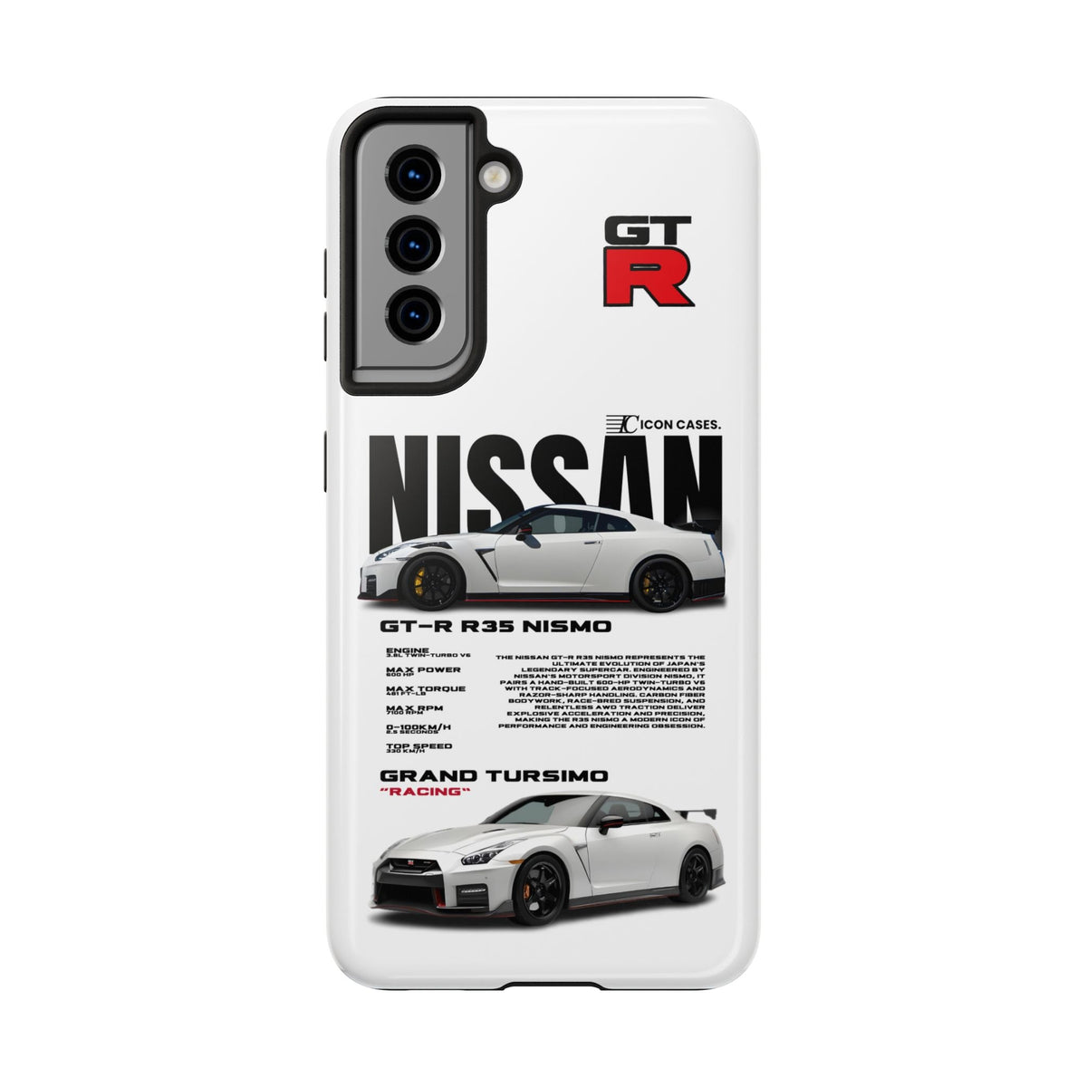 Nissan GT-R R35 White Premium Tough Shining Phone Case (Double Layer) Available For All iPhone Models