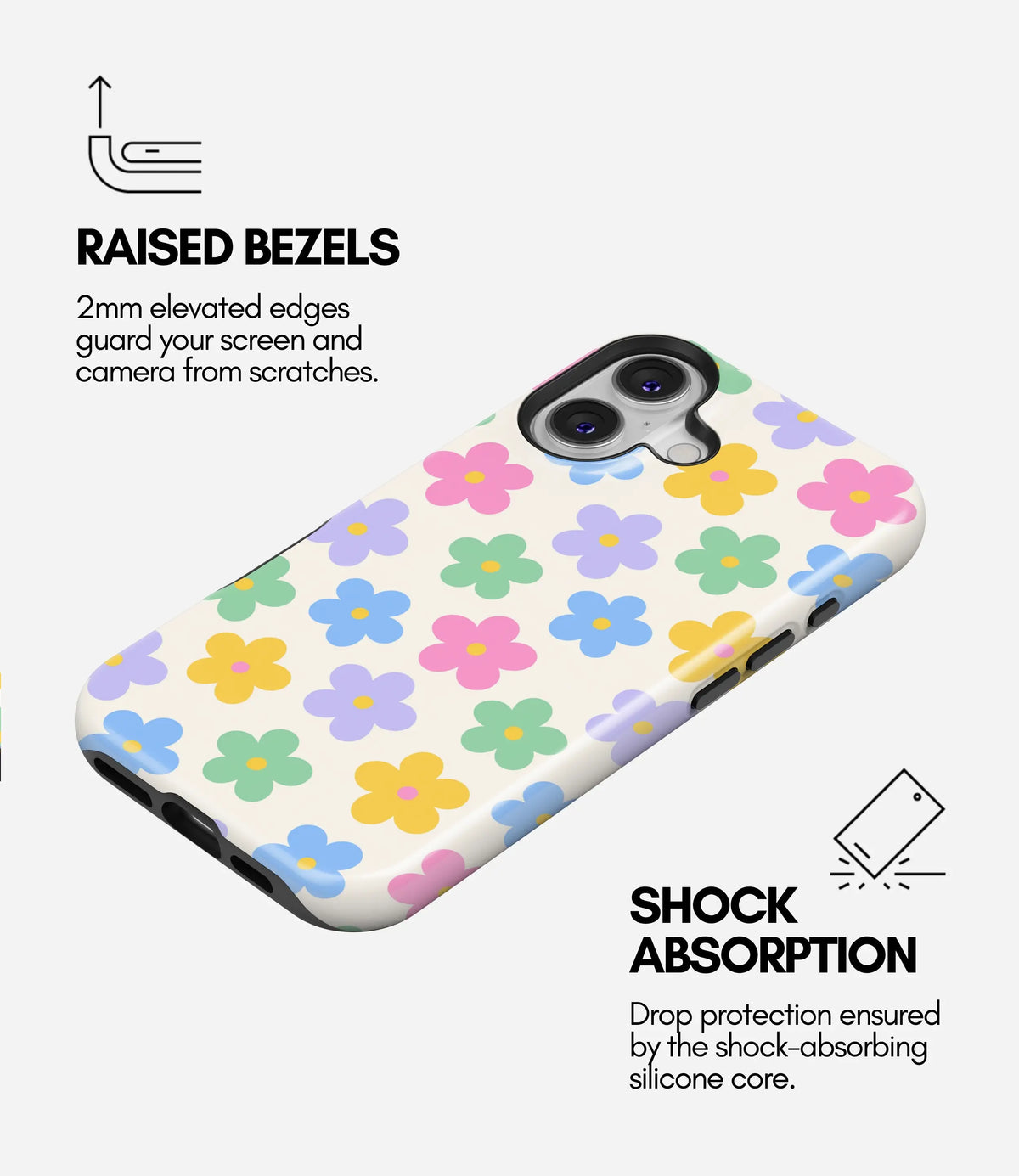 Color Pop Florals Premium Tough Shining Phone Case (Double Layer) Available For All iPhone Models