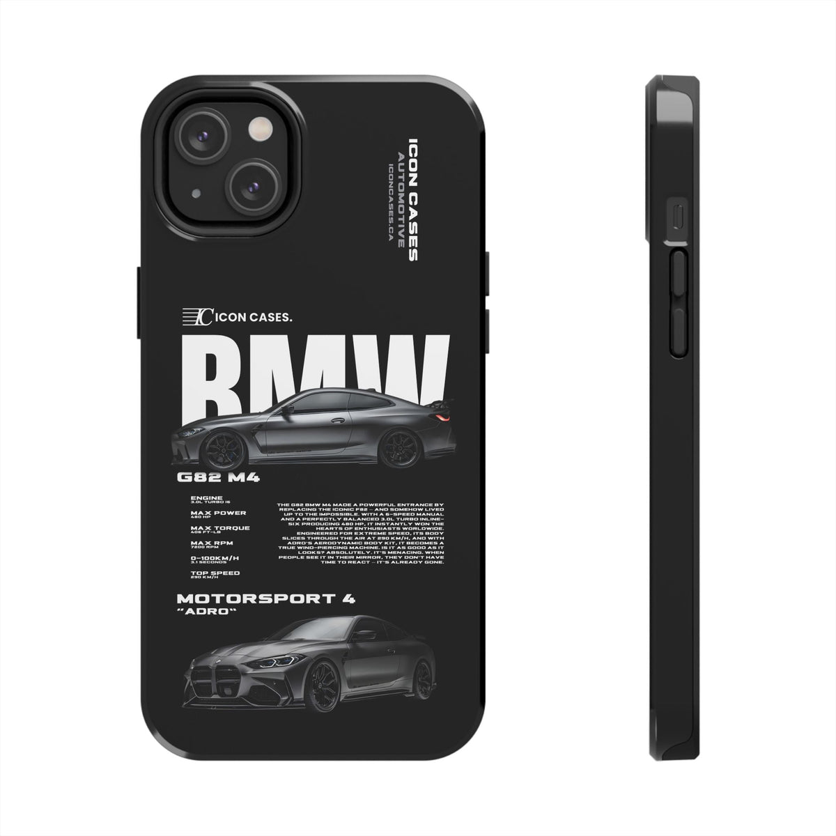 BMW M4 (G82) Black Premium Tough Shining Phone Case (Double Layer) Available For All iPhone Models