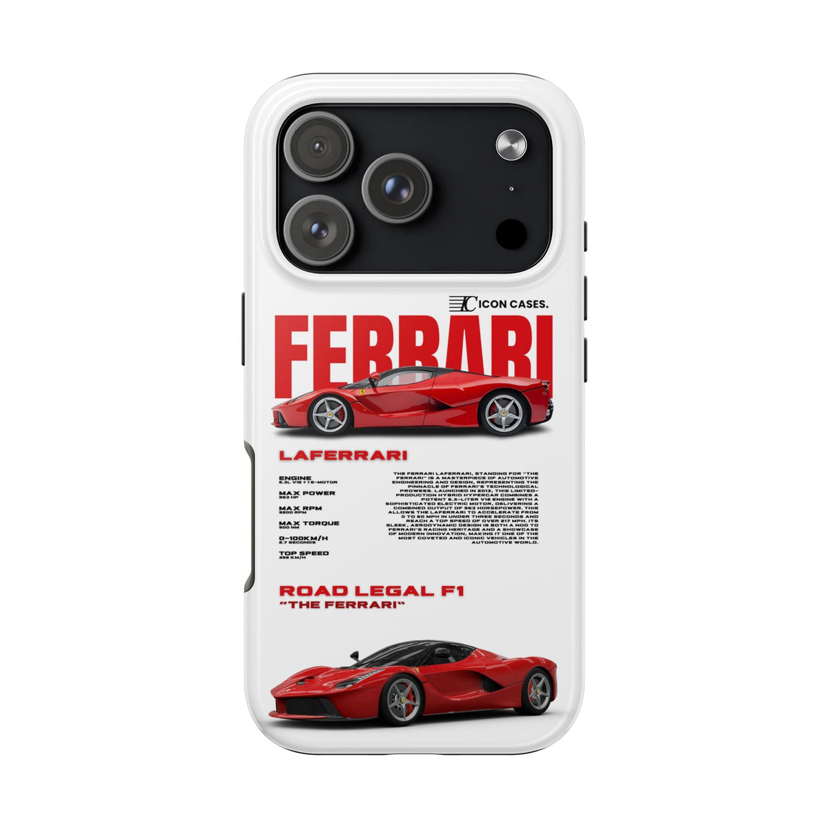 Ferrari LaFerrari White Premium Tough Shining Phone Case (Double Layer) Available For All iPhone Models