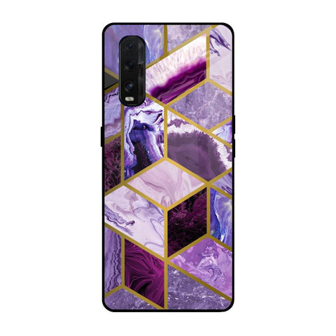 Purple Rhombus Marble Glossy Case for Oppo Find X2