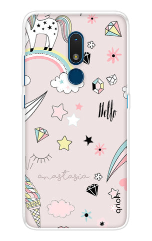 Unicorn Doodle Soft Cover For Nokia C3