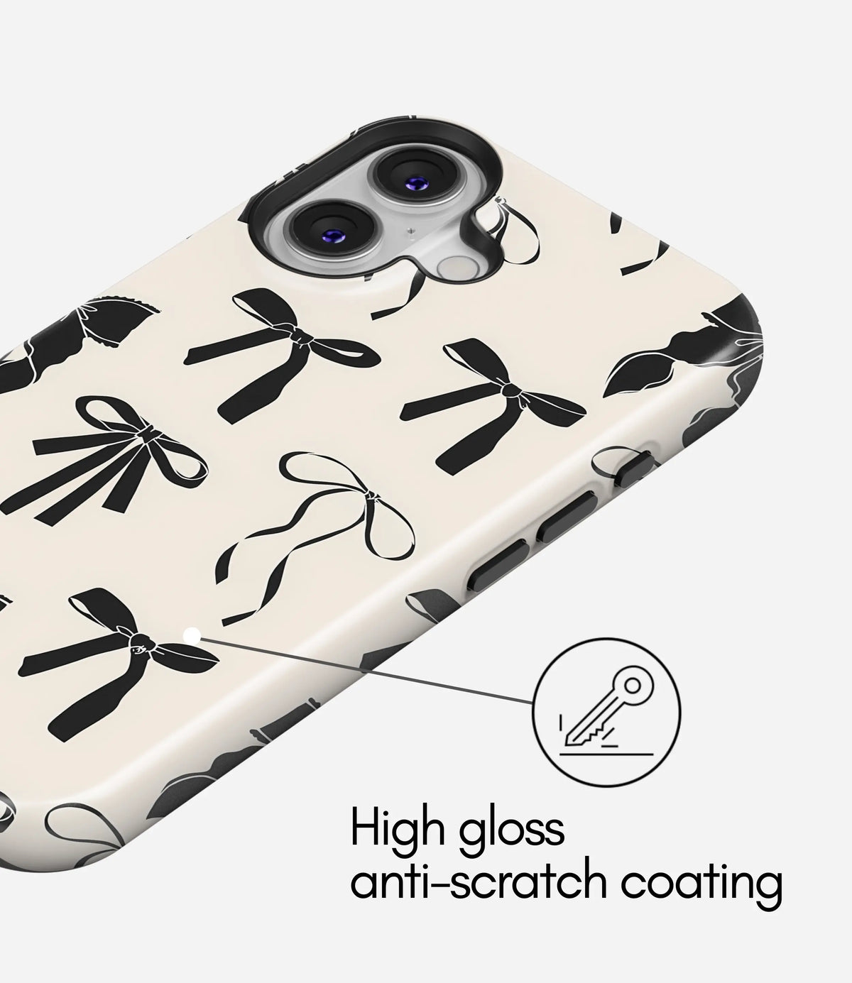 Noir Coquette Bows Premium Tough Shining Phone Case (Double Layer) Available For All iPhone Models