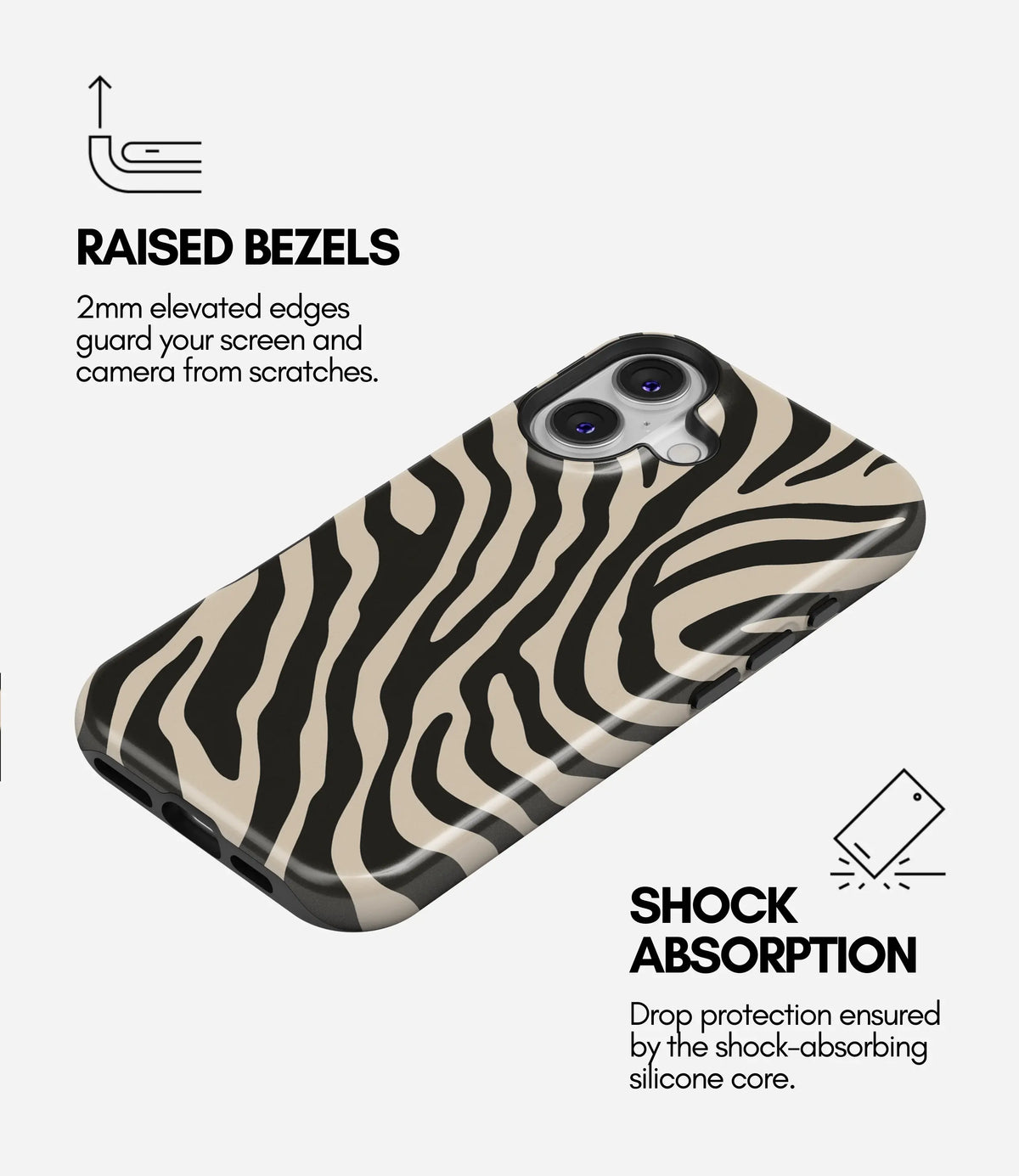Zebra Luxe Premium Tough Shining Phone Case (Double Layer) Available For All iPhone Models