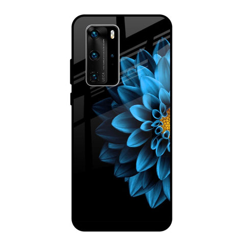 Half Blue Flower Glossy Case for Huawei P40 Pro