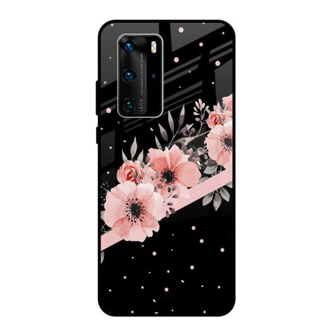 Floral Black Band Glossy Case For Huawei P40 Pro