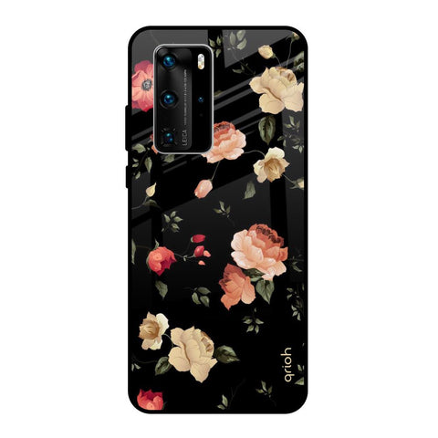 Black Spring Floral Glossy Case for Huawei P40 Pro