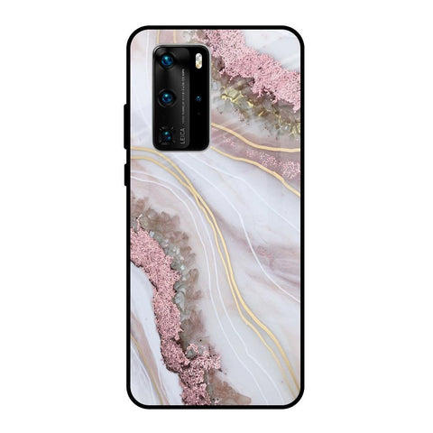 Pink & Gold Gllitter Marble Glossy Case for Huawei P40 Pro