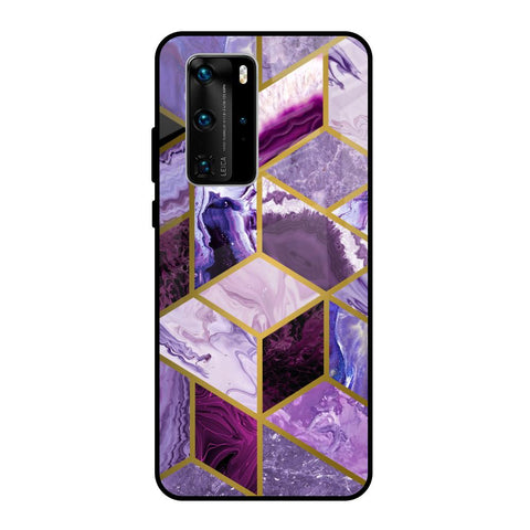Purple Rhombus Marble Glossy Case for Huawei P40 Pro