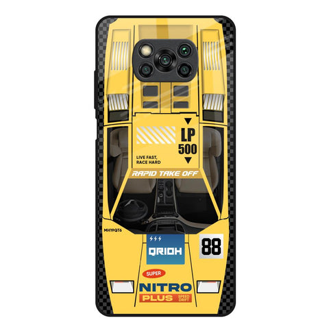 Yellow Racing Car Glossy Case for Poco X3