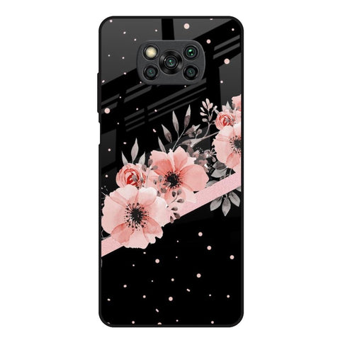 Floral Black Band Glossy Case For Poco X3