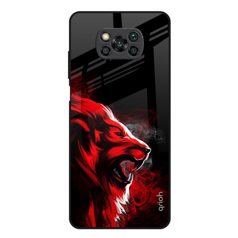 Red Angry Lion Glossy Case for Poco X3
