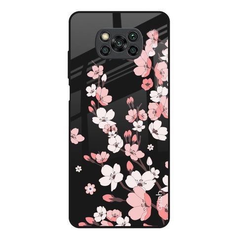 Black Cherry Blossom Glossy Case for Poco X3