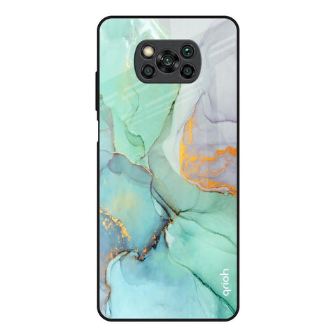 Green Marble Glossy Case for Poco X3
