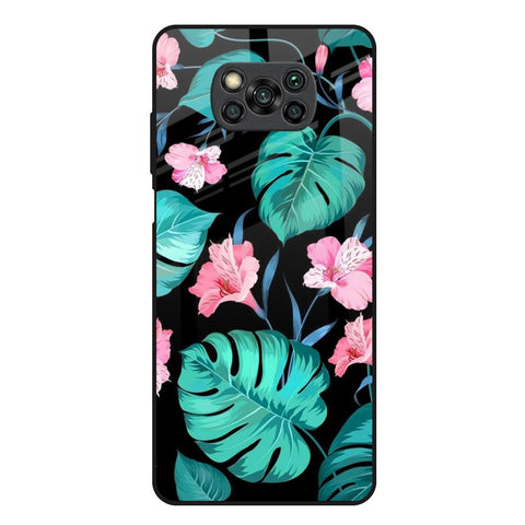 Tropical Leaves & Pink Flowers Glossy Case for Poco X3