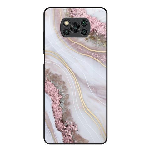 Pink & Gold Gllitter Marble Glossy Case for Poco X3