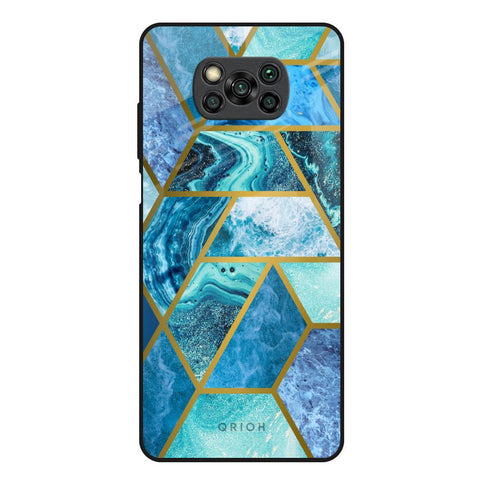 Turquoise Geometrical Marble Glossy Case for Poco X3