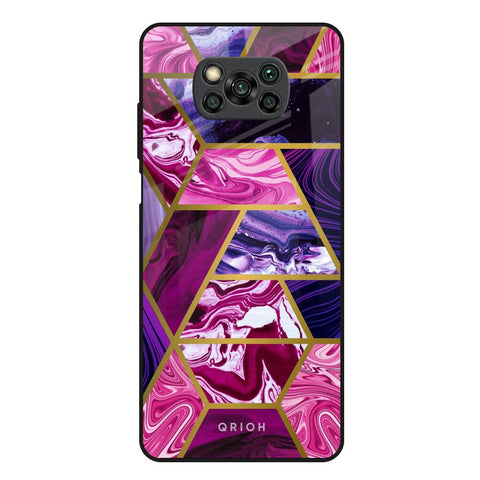 Electroplated Geometric Marble Glossy Case for Poco X3