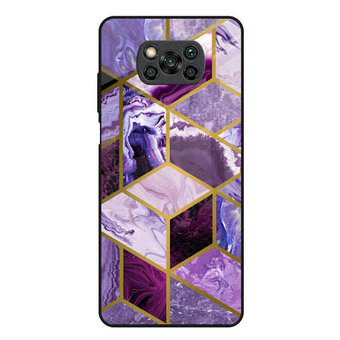 Purple Rhombus Marble Glossy Case for Poco X3