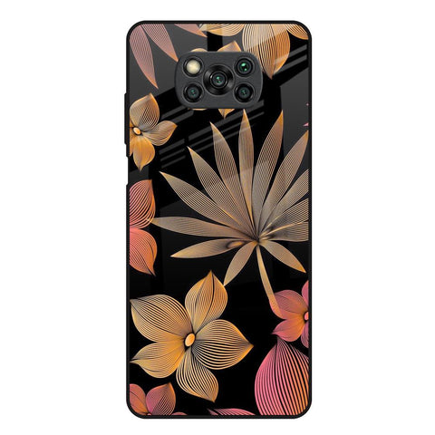 Lines Pattern Flowers Glossy Case for Poco X3
