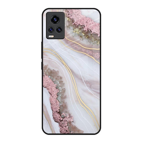 Pink & Gold Gllitter Marble Glossy Case for Vivo V20